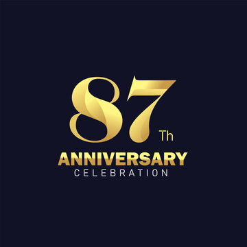 golden 87th anniversary logo design, luxurious and beautiful cock golden color for celebration event, wedding, greeting card, and invitation