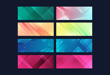 banner background. colorful, gradation , slash, abstract Memphis,8 set collection,eps 10