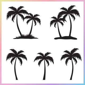 Tropical Island Palm Tree Silhouette Collection