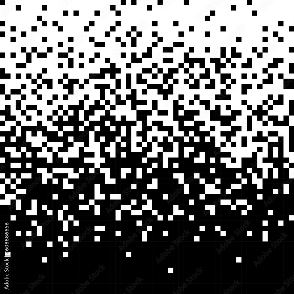Aufkleber Pixelated halftone gradient noise. Fading pixel texture. Dissolving black and white wallpaper. Square vector background. Monochrome backdrop.