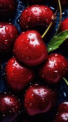 Fresh cherries with leaves. Made with the highest quality generative AI tool