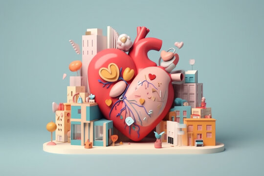 3d heart illustration with isolated background  Generative AI