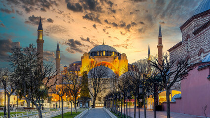 Hagia Sophia  mosque in Istanbul, Hagia Sophia at The Sultanahmet Square popular tourist attraction...