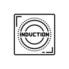 Induction stove with burner isolated outline icon. Vector electric cooking appliance, wireless inductive panel emblem