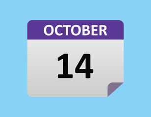 October 14th calendar icon vector. Concept of schedule. business and tasks. eps 10.