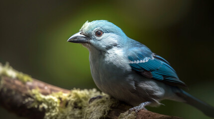 Beautiful blue gray tanager bird sitting on tree branch generative ai