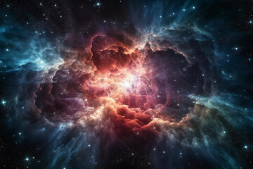 Fototapeta na wymiar Nebula and clusters of galaxies, created with Generative AI technology.