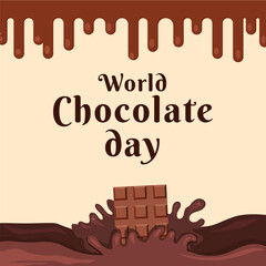 vector world chocolate day illustration with melted chocolate and splash chocolate