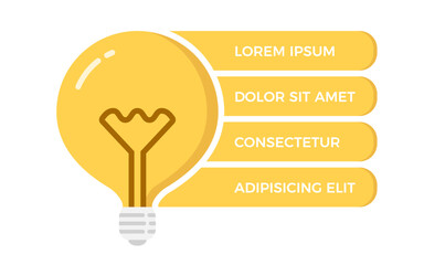 Yellow bulb with four elements for your text