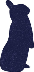 Digital png illustration of blue rabbit silhouette on transparent background