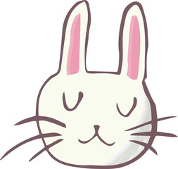 Digital png illustration of bunny on pink smudge on transparent background
