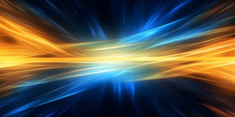 Abstract blue and yellow light rays effect background