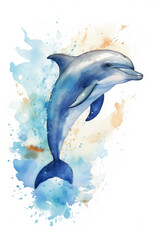 watercolor dolphin, generative ai