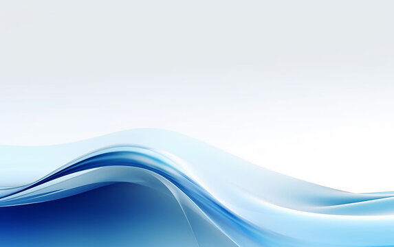 Image of water waves. Soft water waves gently oscillate. The blue light within the water slowly fades, revealing a white background. A minimalistic abstract representation.   Generative AI