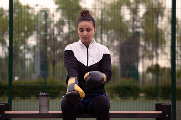 Outdoor women boxing training