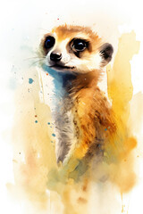 watercolor meerkat, generative ai