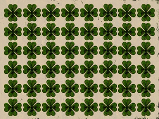 幸運の四葉のクローバー&times;背景【レトロな壁紙】