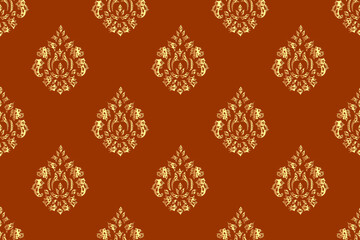 seamless raster pano pattern with vintage golden elements