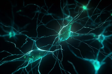 Active nerve cells, 3d rendering , healthy concept , Generative AI