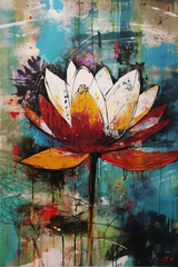 Abstract Lotus Flower Artwork Painting Relaxation | Generative Ai