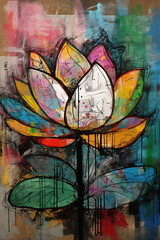 Abstract Lotus Flower Artwork Painting Relaxation | Generative Ai