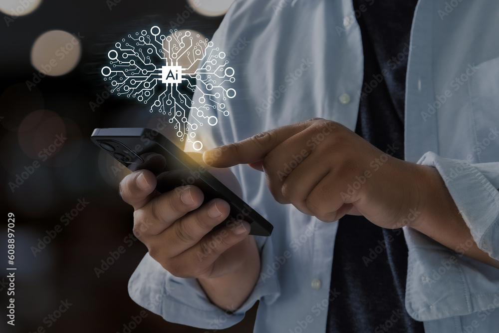 Aufkleber business connection technology ai (artificial intelligence) learning internet of things (iot): onlin