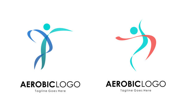 Creative fitness and wellness line style logo design 