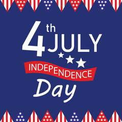 Fourth of July Independence Day. Card for USA Independence Day. Vector illustration