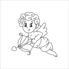 Coloring book page for kids. cartoon character. Vector illustration. Black contour silhouette. Isolated on white background. Valentine's Day.