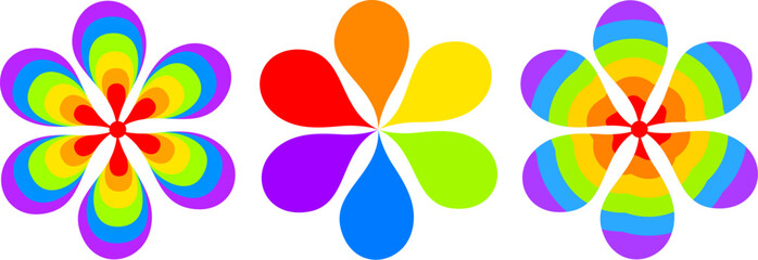 Flower with rainbow colors. LGBT Pride Month symbol. Vector illustration.