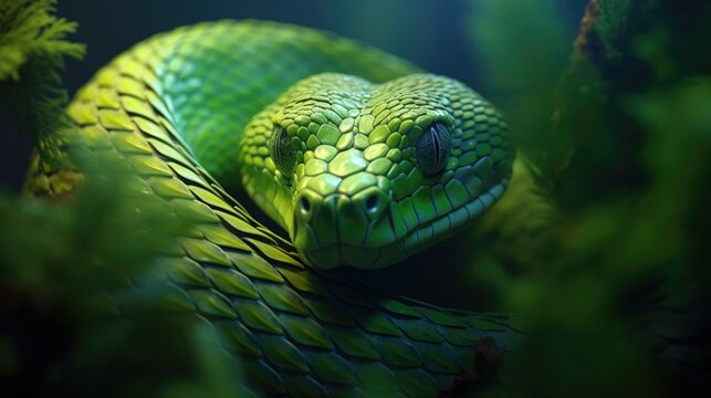 green snake in a tree