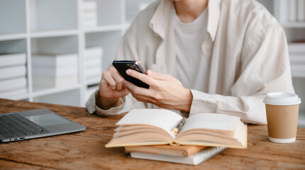 businessman hand working with new modern computer using on smartphone and tablet as concept..