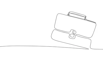 Papier Peint photo Une ligne Briefcase as one line continuous outline vector illustration. Line art business briefcase isolated on white background  in minimal style.