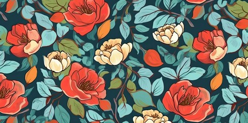 rose, rose pattern, vintage, spoonflower, fabric, fauvist, 20th century, scandinavian, tender, nature, aesthetics, embroidery, floral, generative ai