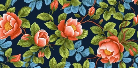 rose, rose pattern, vintage, spoonflower, fabric, fauvist, 20th century, scandinavian, tender, nature, aesthetics, embroidery, floral, generative ai