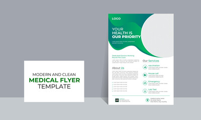 Medical flyer design tempplate, clean and professional medical flyer design