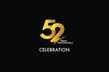 52nd, 52 years, 52 year anniversary gold color on black background abstract style logotype. anniversary with gold color isolated on black background, vector design for celebration vector