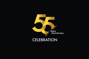 55th, 55 years, 55 year anniversary gold color on black background abstract style logotype. anniversary with gold color isolated on black background, vector design for celebration vector