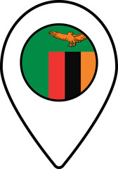Zambia flag map pin navigation icon.