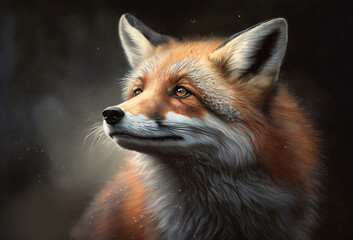 Cute red fox close-up. Watercolor illustration. Animal theme. Watercolor illustration.  Generative AI	
