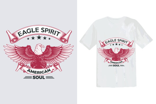 American Eagle and flag vector illustration, perfect for t-shirt design and annual event logo design
