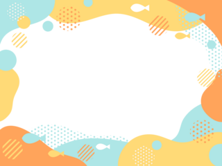 夏色でかわいい海とさかなの背景フレーム