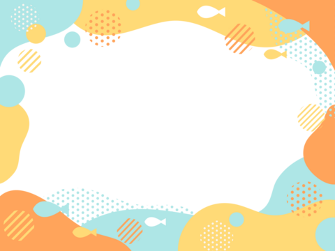 夏色でかわいい海とさかなの背景フレーム