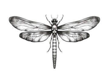 Cute Dragonfly drawing on white background - generative AI