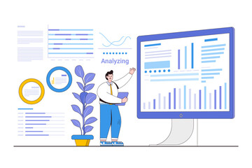 Data Analytics and Business Intelligence Concept with a Person Analyzing Data on a Dashboard