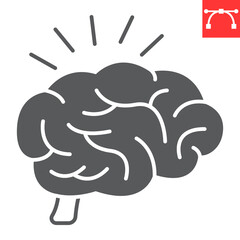 Brain glyph icon, solution and business , brain solving vector icon, vector graphics, editable stroke solid sign, eps 10.