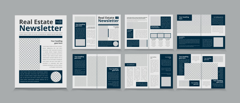 Real estate newsletter template, interior newsletter or journal design