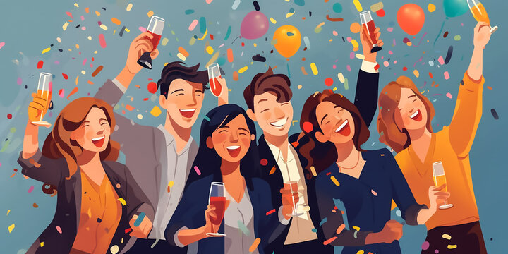 Illustration einer fetten Feier KI