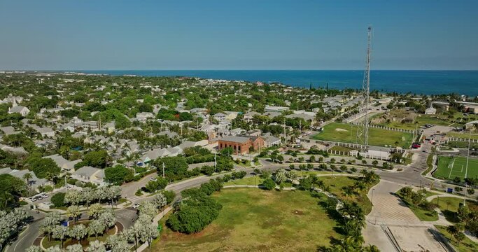 Key West Florida Aerial v19 drone flyover Truman Waterfront Park capturing views of Naval Air Station and Fort Zachary Taylor historic state park on a sunny day - Shot with Mavic 3 Cine - April 2022