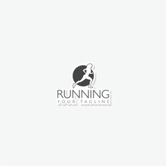 Running logo template sticker isolated on white